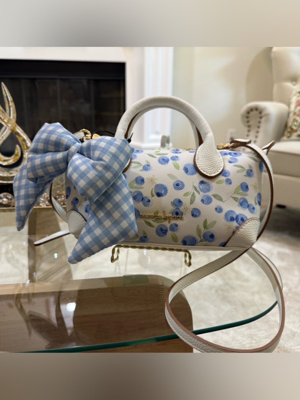 Nanette Lepore White Blue Floral Mini Satchel